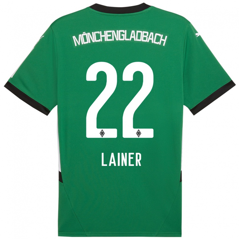 Kandiny Enfant Maillot Stefan Lainer #22 Vert Blanc Tenues Extérieur 2024/25 T-Shirt