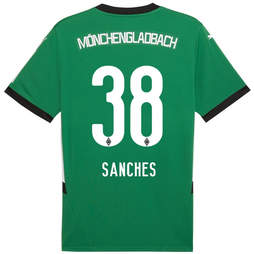 Kandiny Enfant Maillot Yvandro Borges Sanches #38 Vert Blanc Tenues Extérieur 2024/25 T-Shirt