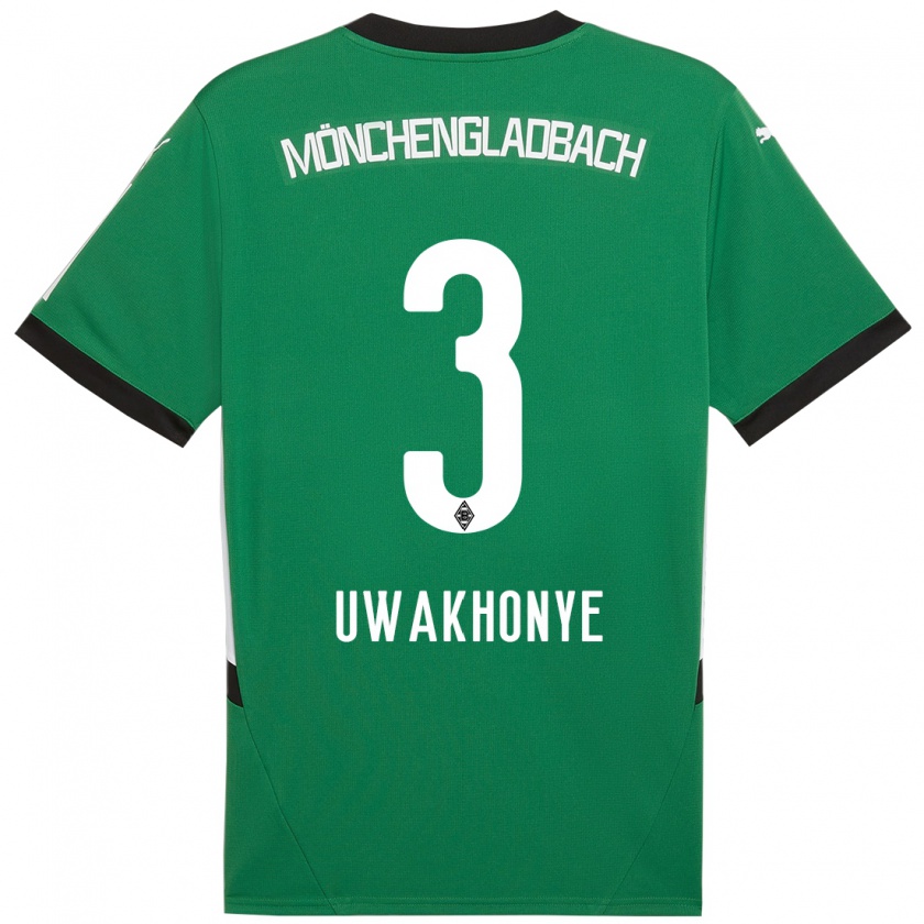 Kandiny Enfant Maillot Joshua Uwakhonye #3 Vert Blanc Tenues Extérieur 2024/25 T-Shirt