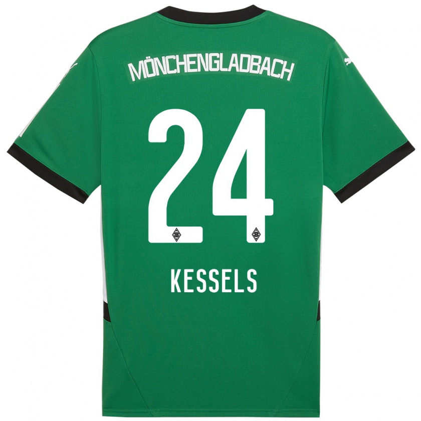 Kandiny Enfant Maillot Imke Kessels #24 Vert Blanc Tenues Extérieur 2024/25 T-Shirt