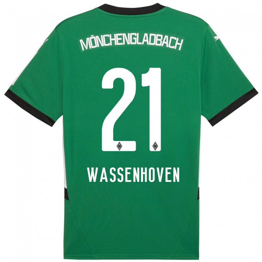 Kandiny Enfant Maillot Michelle Wassenhoven #21 Vert Blanc Tenues Extérieur 2024/25 T-Shirt