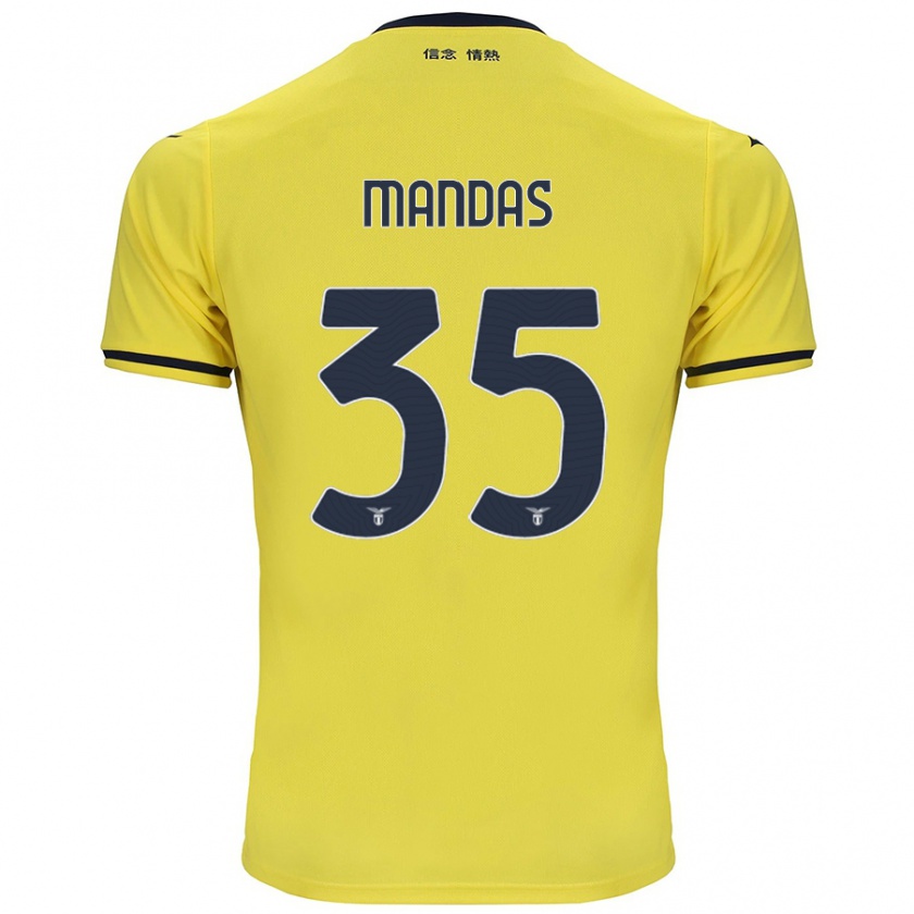 Kandiny Enfant Maillot Christos Mandas #35 Jaune Tenues Extérieur 2024/25 T-Shirt