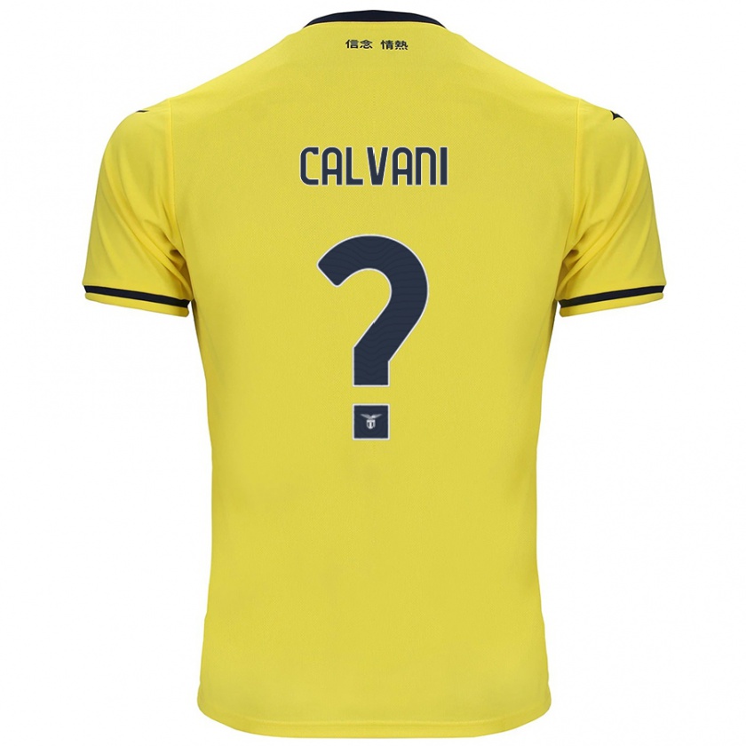 Kandiny Enfant Maillot Lorenzo Calvani #0 Jaune Tenues Extérieur 2024/25 T-Shirt