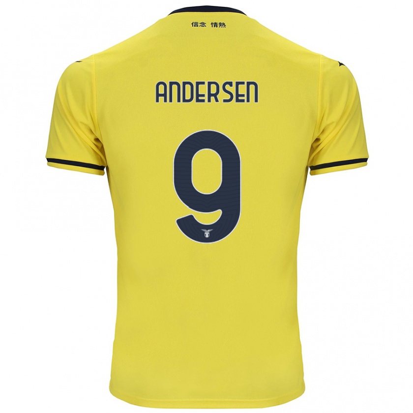 Kandiny Enfant Maillot Signe Holt Andersen #9 Jaune Tenues Extérieur 2024/25 T-Shirt