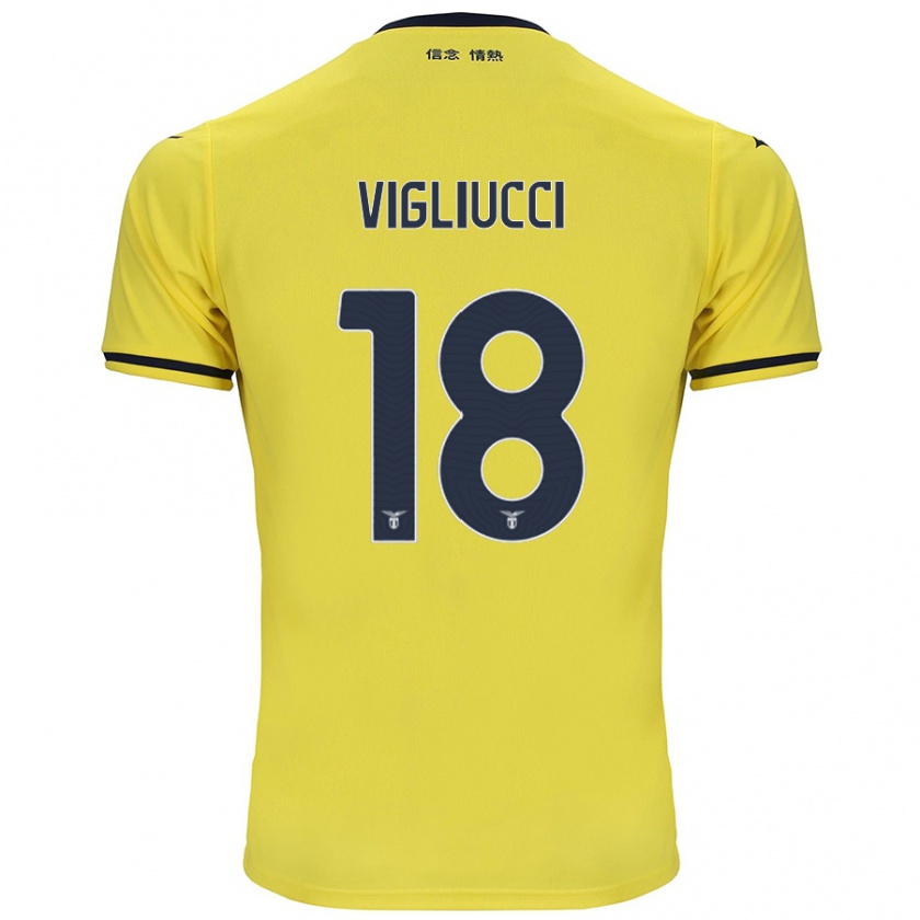 Kandiny Enfant Maillot Chiara Vigliucci #18 Jaune Tenues Extérieur 2024/25 T-Shirt