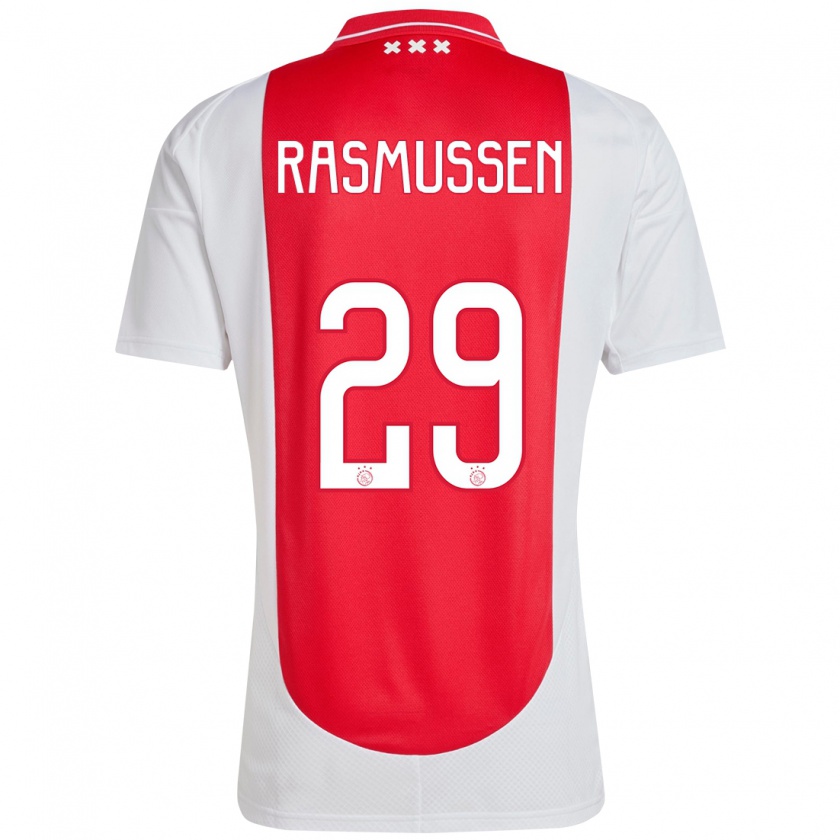 Kandiny Homme Maillot Christian Rasmussen #29 Rouge Blanc Tenues Domicile 2024/25 T-Shirt