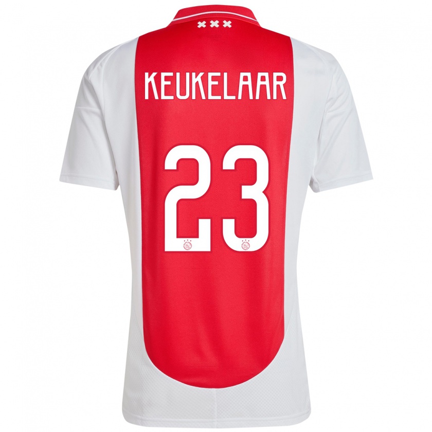 Kandiny Homme Maillot Lotte Keukelaar #23 Rouge Blanc Tenues Domicile 2024/25 T-Shirt