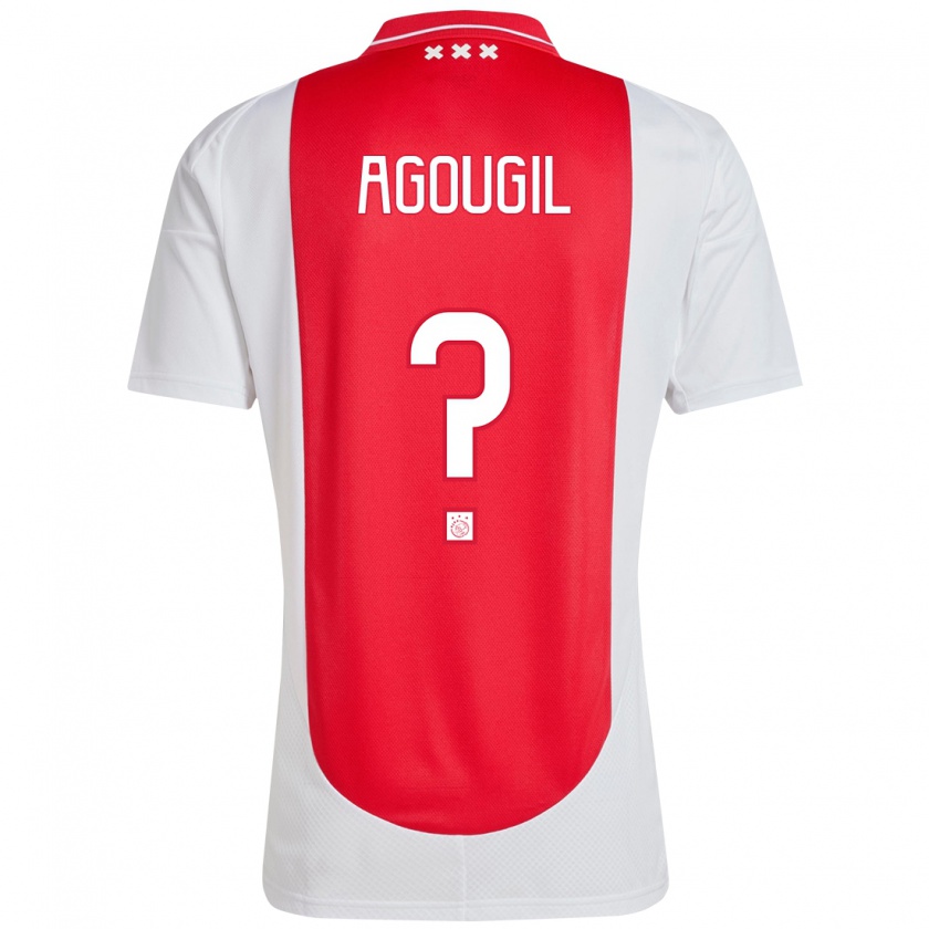 Kandiny Homme Maillot Oualid Agougil #0 Rouge Blanc Tenues Domicile 2024/25 T-Shirt