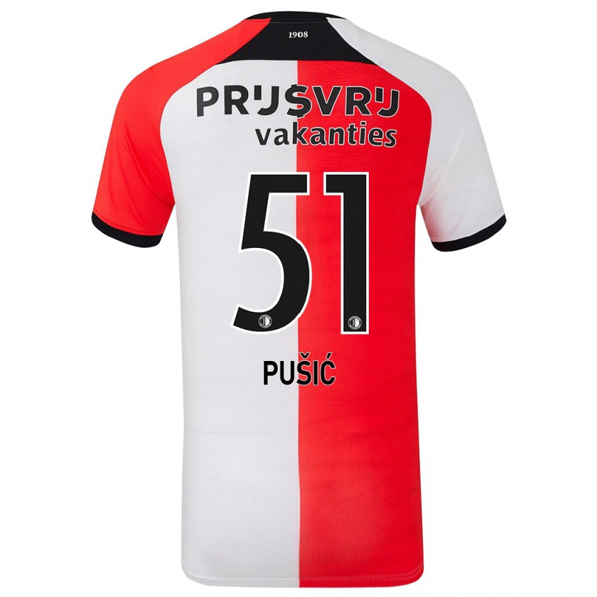 Kandiny Homme Maillot Noah Pušić #51 Rouge Blanc Tenues Domicile 2024/25 T-Shirt