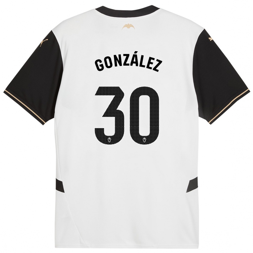 Kandiny Homme Maillot Hugo González #30 Blanc Noir Tenues Domicile 2024/25 T-Shirt