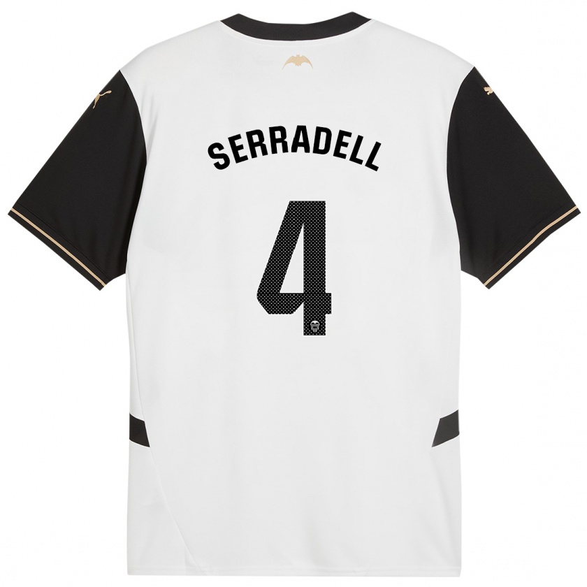 Kandiny Homme Maillot Álex Serradell #4 Blanc Noir Tenues Domicile 2024/25 T-Shirt