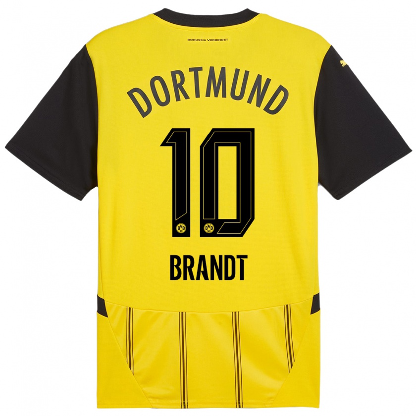 Kandiny Homme Maillot Julian Brandt #10 Jaune Noir Tenues Domicile 2024/25 T-Shirt