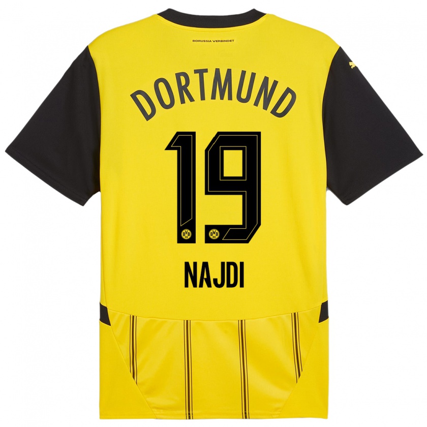 Kandiny Homme Maillot Ahmad Najdi #19 Jaune Noir Tenues Domicile 2024/25 T-Shirt