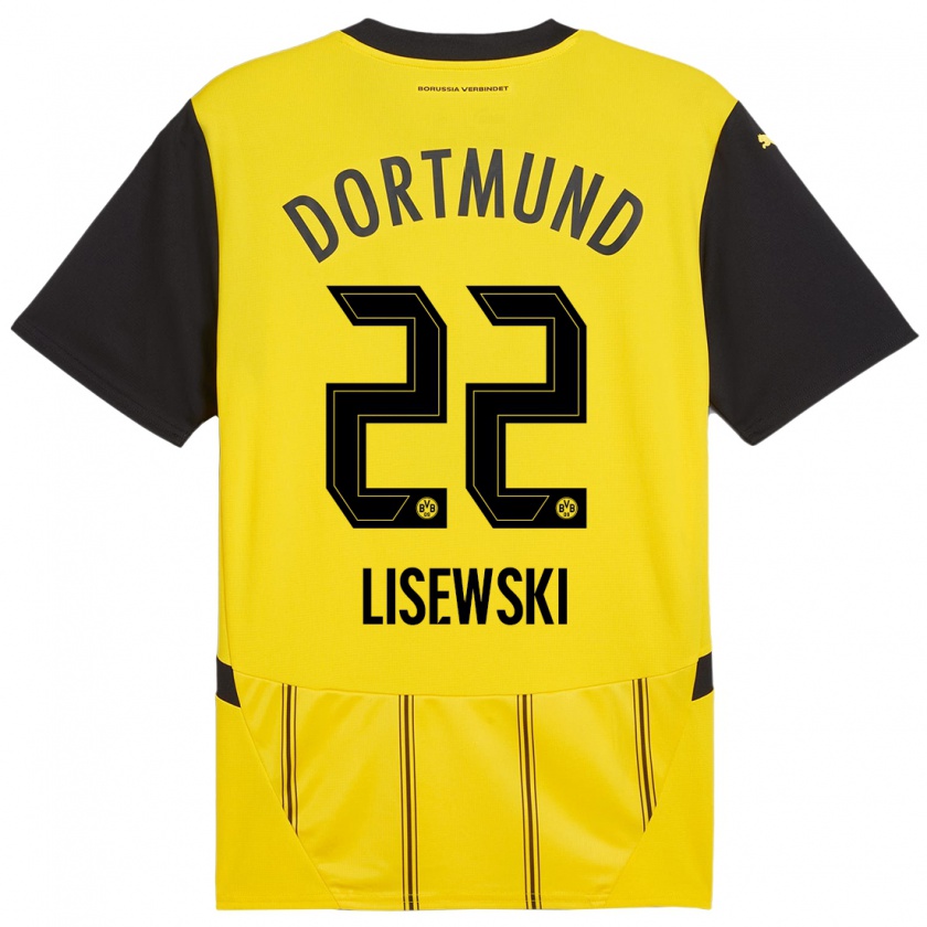 Kandiny Homme Maillot Robin Lisewski #22 Jaune Noir Tenues Domicile 2024/25 T-Shirt