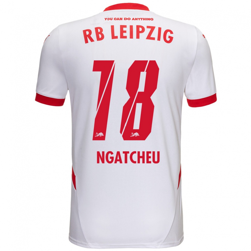 Kandiny Homme Maillot Yohan Ngatcheu #18 Blanc Rouge Tenues Domicile 2024/25 T-Shirt