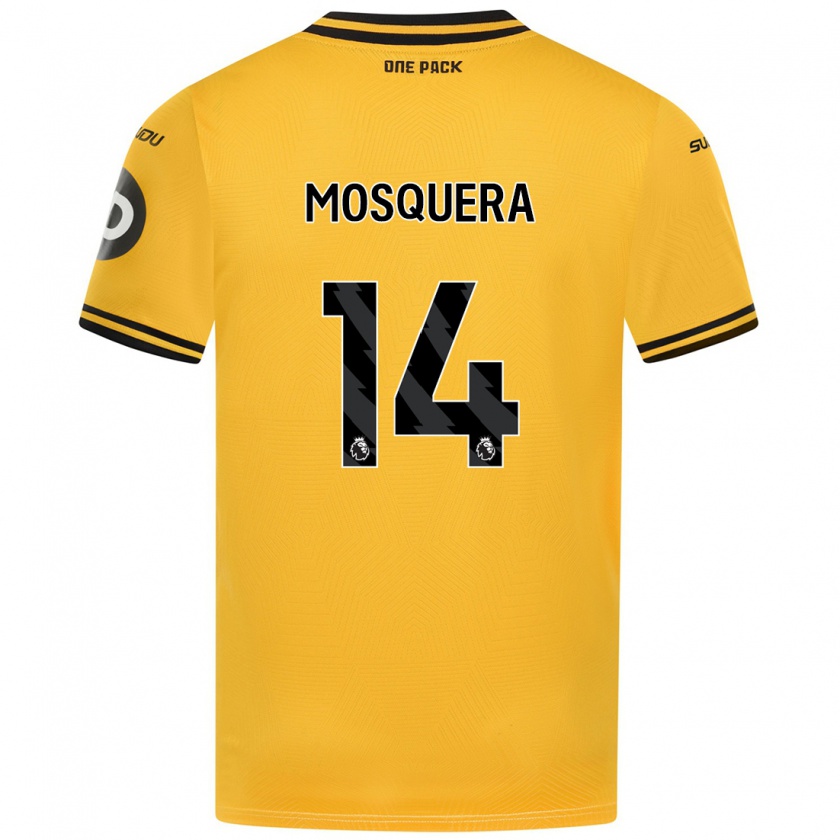 Kandiny Homme Maillot Yerson Mosquera #14 Jaune Tenues Domicile 2024/25 T-Shirt