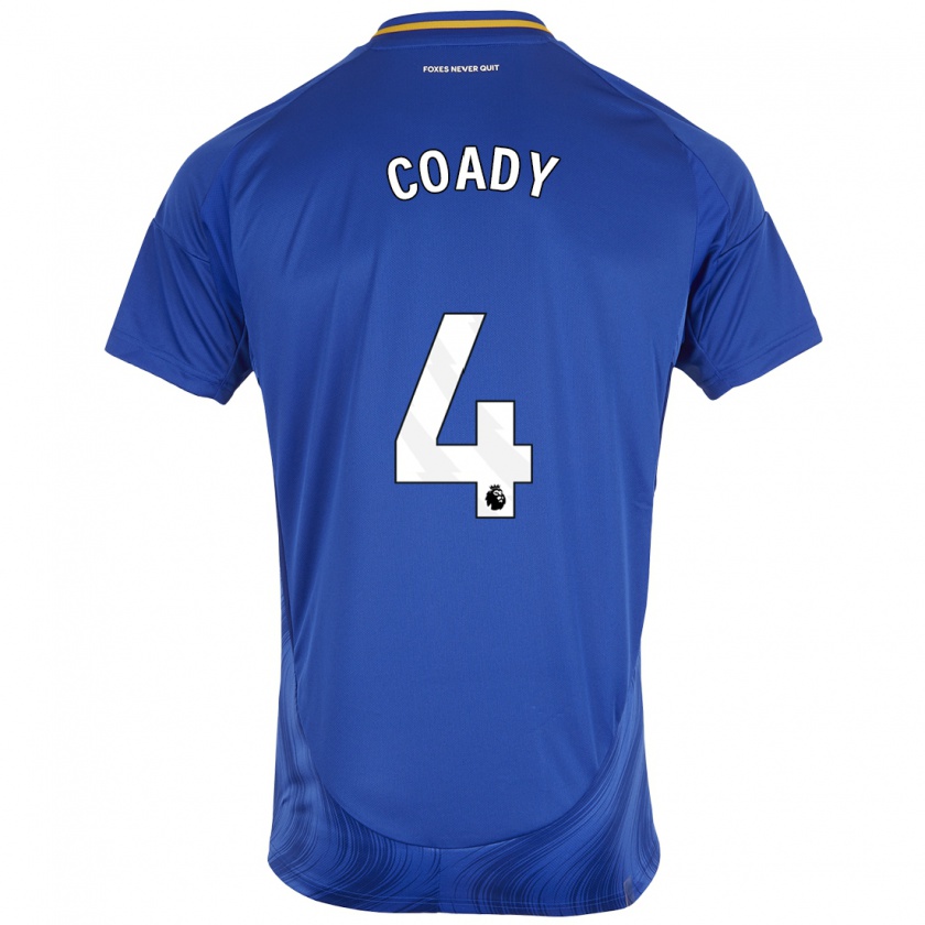 Kandiny Homme Maillot Conor Coady #4 Bleu Blanc Tenues Domicile 2024/25 T-Shirt