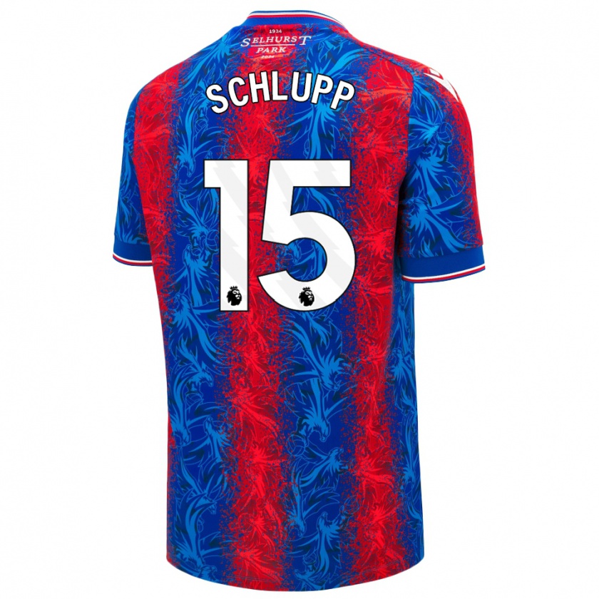 Kandiny Homme Maillot Jeffrey Schlupp #15 Rayures Rouges Et Bleues Tenues Domicile 2024/25 T-Shirt