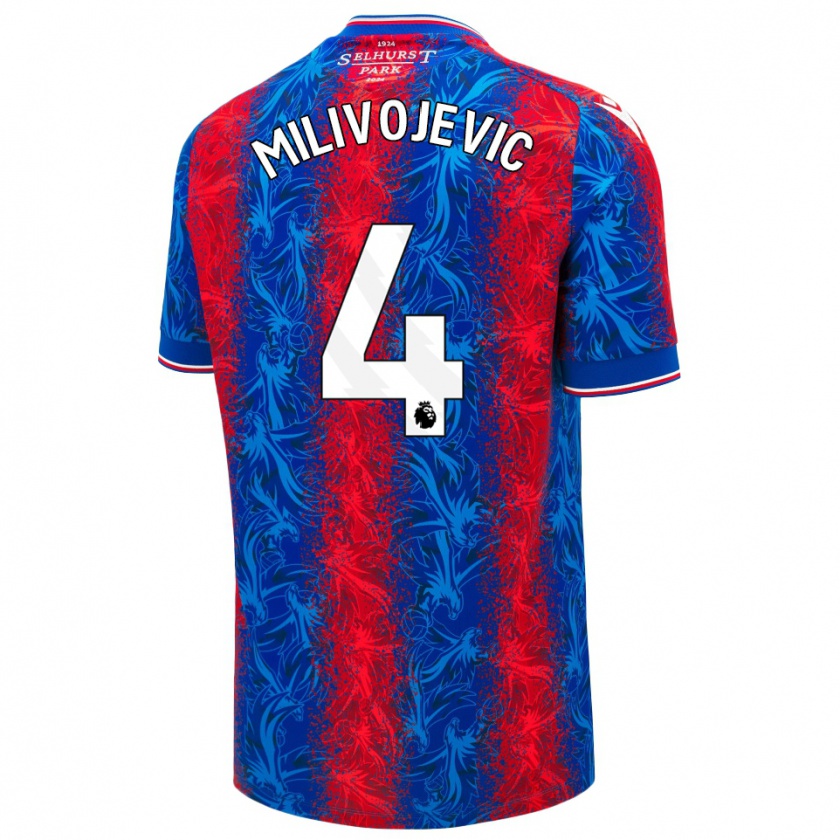 Kandiny Homme Maillot Luka Milivojevic #4 Rayures Rouges Et Bleues Tenues Domicile 2024/25 T-Shirt