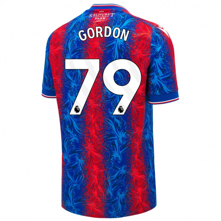 Kandiny Homme Maillot John-Kymani Gordon #79 Rayures Rouges Et Bleues Tenues Domicile 2024/25 T-Shirt