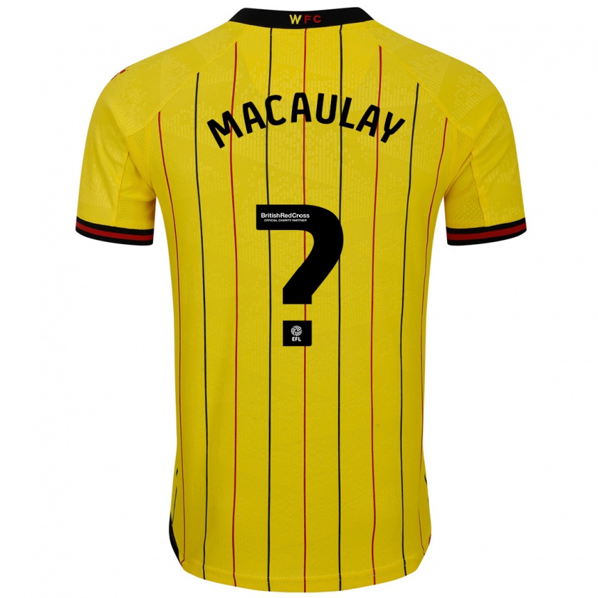 Kandiny Homme Maillot Jonathan Macaulay #0 Jaune Et Noir Tenues Domicile 2024/25 T-Shirt