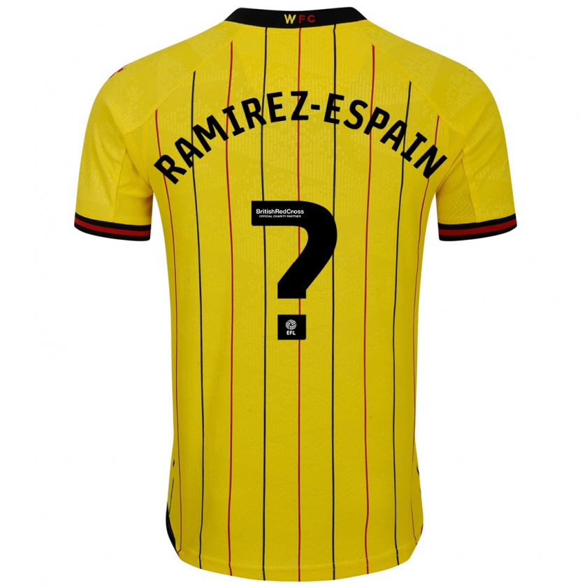 Kandiny Homme Maillot Leo Ramirez-Espain #0 Jaune Et Noir Tenues Domicile 2024/25 T-Shirt