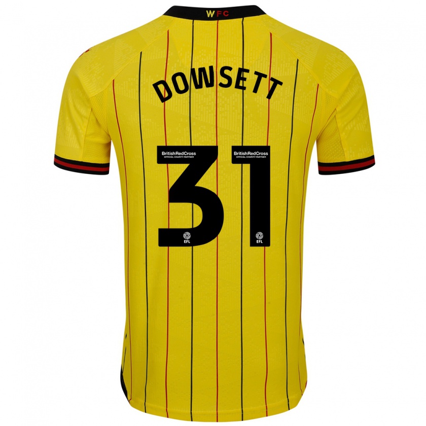 Kandiny Homme Maillot Rebekah Dowsett #31 Jaune Et Noir Tenues Domicile 2024/25 T-Shirt