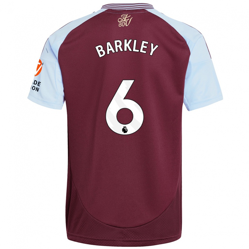 Kandiny Homme Maillot Ross Barkley #6 Bordeaux Bleu Ciel Tenues Domicile 2024/25 T-Shirt