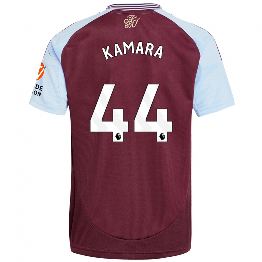 Kandiny Homme Maillot Boubacar Kamara #44 Bordeaux Bleu Ciel Tenues Domicile 2024/25 T-Shirt