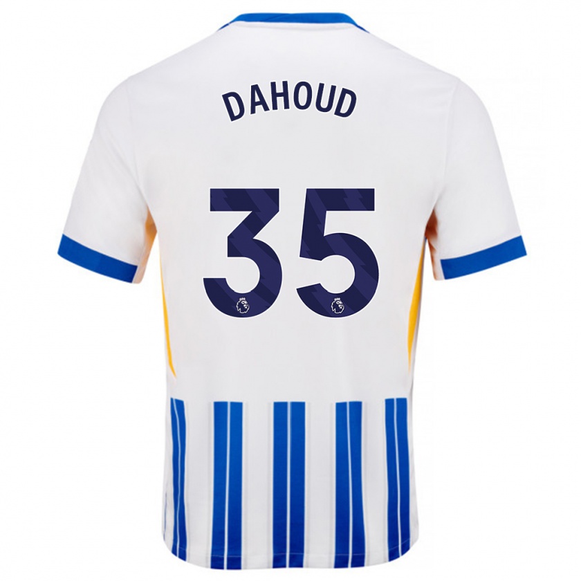 Kandiny Homme Maillot Mahmoud Dahoud #35 Blanc Bleu À Rayures Fines Tenues Domicile 2024/25 T-Shirt