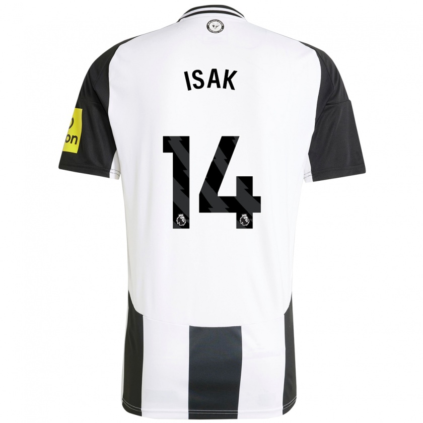 Kandiny Homme Maillot Alexander Isak #14 Blanc Noir Tenues Domicile 2024/25 T-Shirt