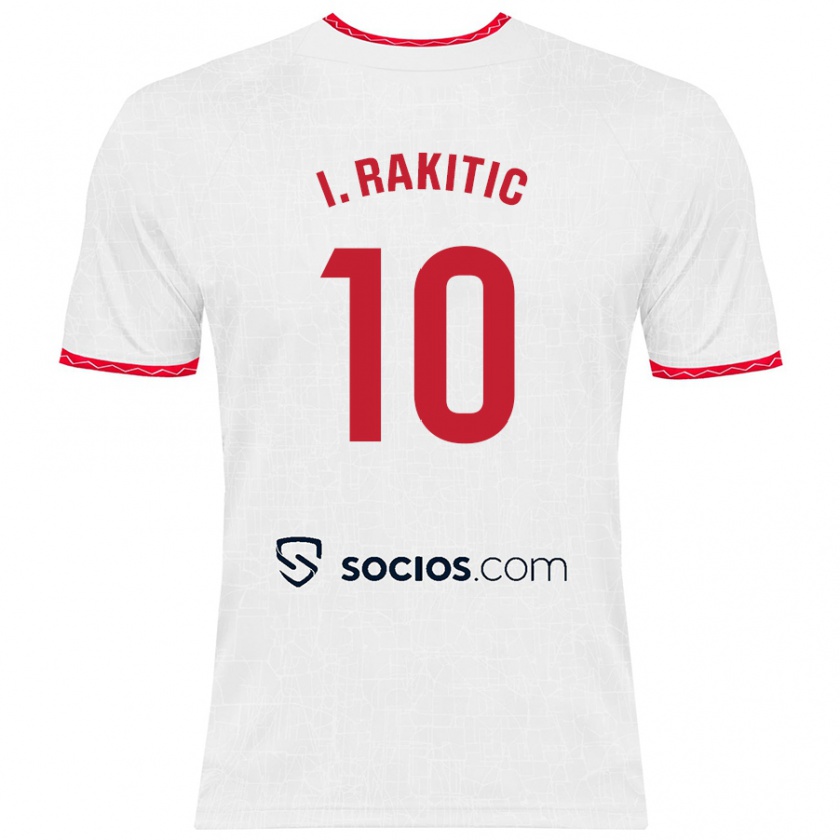 Kandiny Homme Maillot Ivan Rakitic #10 Blanc Rouge Tenues Domicile 2024/25 T-Shirt