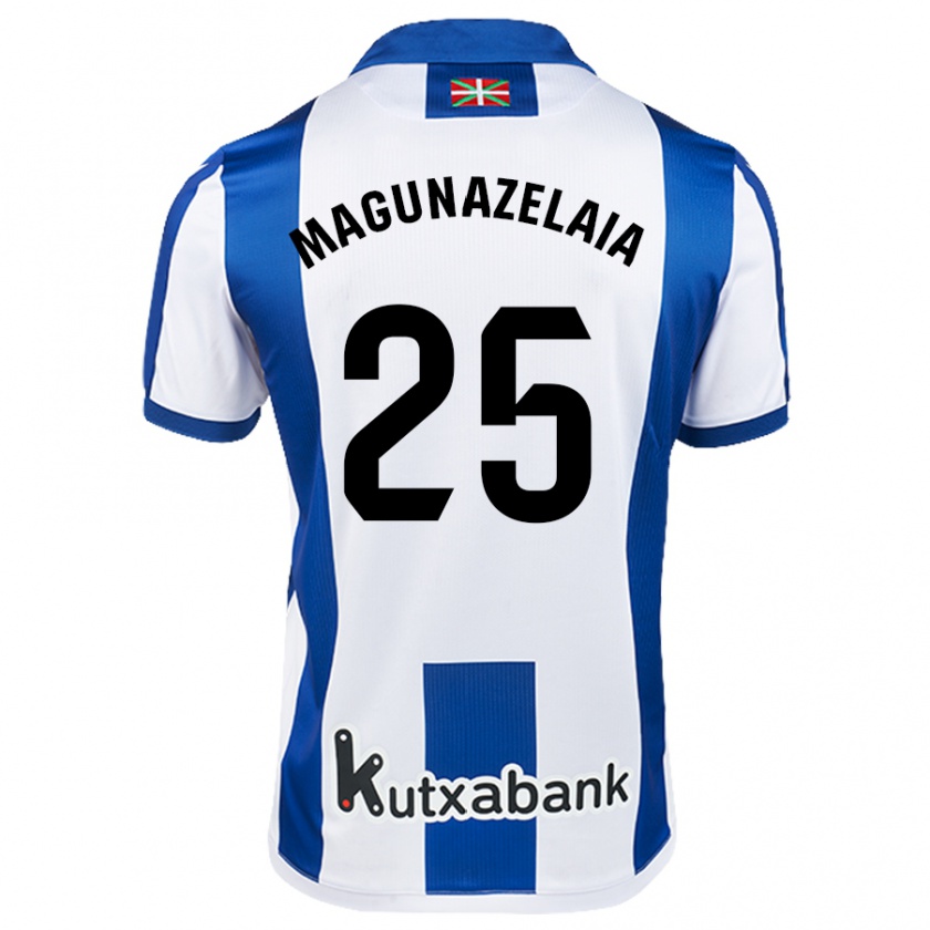 Kandiny Homme Maillot Jon Magunazelaia #25 Blanc Bleu Tenues Domicile 2024/25 T-Shirt