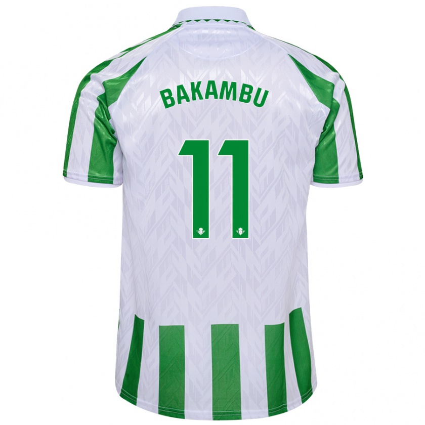 Kandiny Homme Maillot Cédric Bakambu #11 Rayures Vertes Et Blanches Tenues Domicile 2024/25 T-Shirt