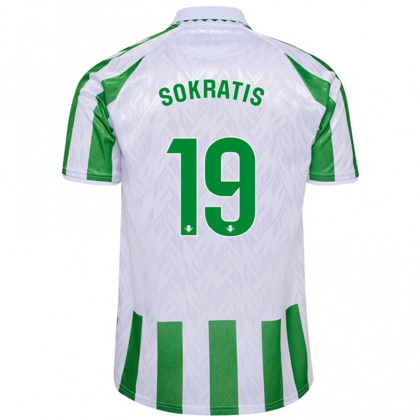 Kandiny Homme Maillot Sokratis Papastathopoulos #19 Rayures Vertes Et Blanches Tenues Domicile 2024/25 T-Shirt