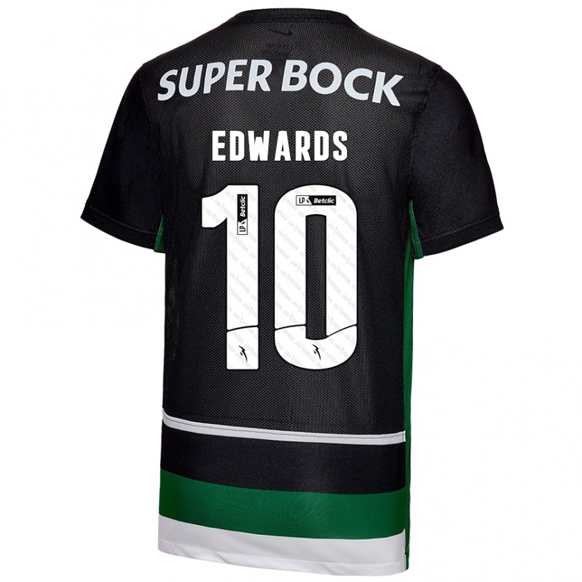 Kandiny Homme Maillot Marcus Edwards #10 Noir Blanc Vert Tenues Domicile 2024/25 T-Shirt