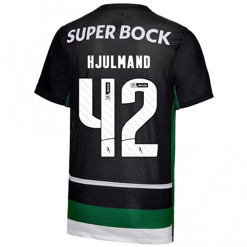 Kandiny Homme Maillot Morten Hjulmand #42 Noir Blanc Vert Tenues Domicile 2024/25 T-Shirt