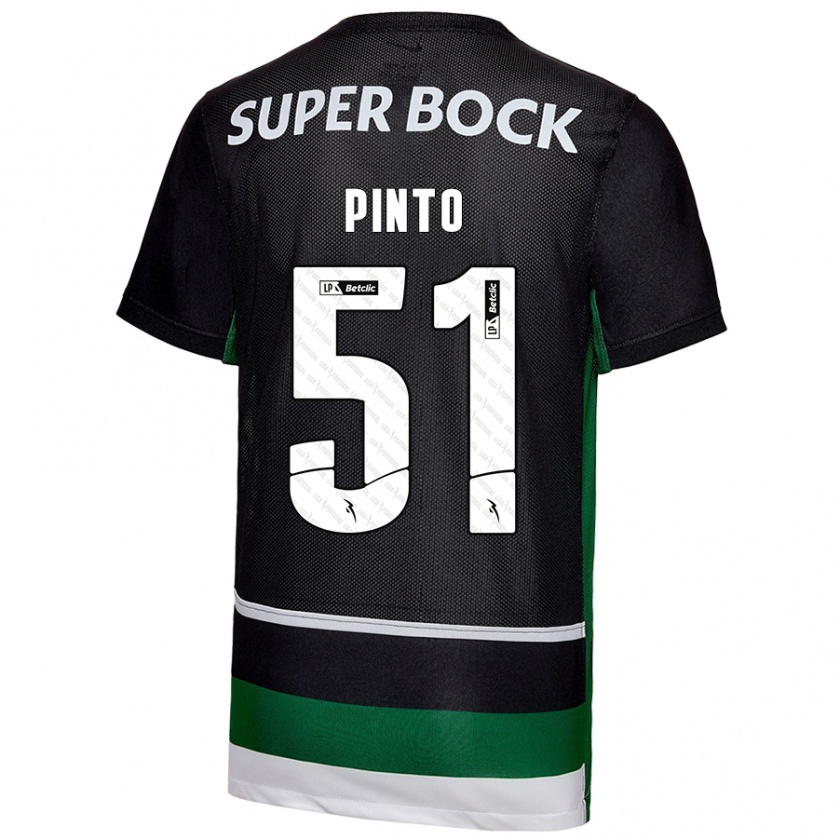 Kandiny Homme Maillot Diogo Pinto #51 Noir Blanc Vert Tenues Domicile 2024/25 T-Shirt