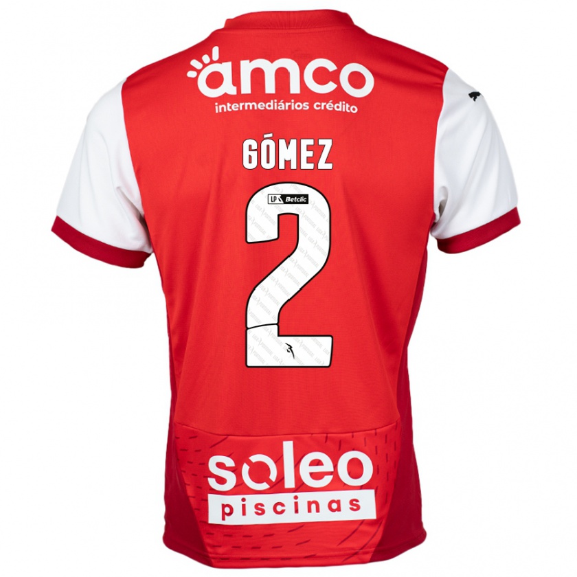 Kandiny Homme Maillot Víctor Gómez #2 Rouge Blanc Tenues Domicile 2024/25 T-Shirt