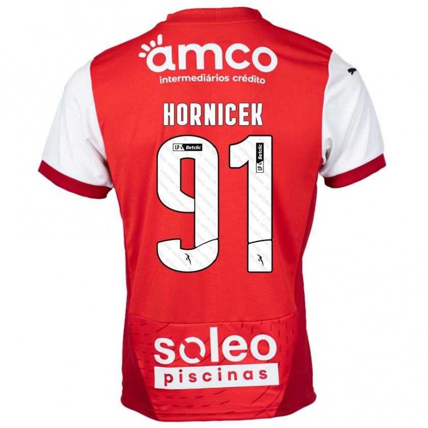 Kandiny Homme Maillot Lukas Hornicek #91 Rouge Blanc Tenues Domicile 2024/25 T-Shirt