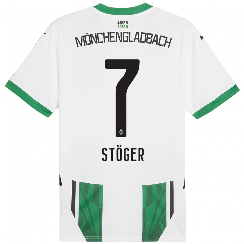 Kandiny Homme Maillot Kevin Stöger #7 Blanc Vert Tenues Domicile 2024/25 T-Shirt