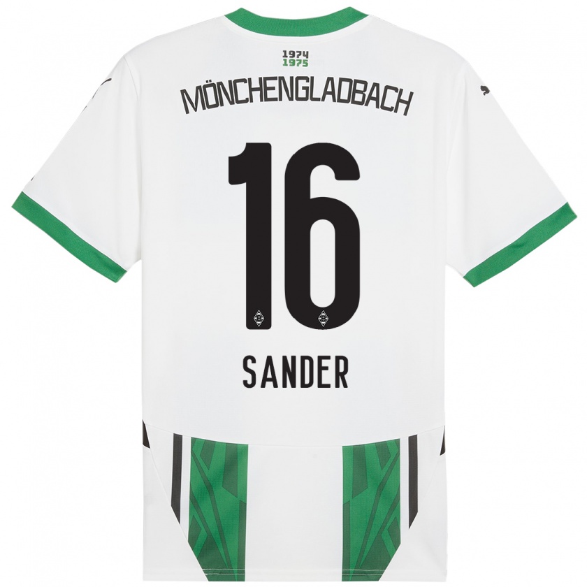 Kandiny Homme Maillot Philipp Sander #16 Blanc Vert Tenues Domicile 2024/25 T-Shirt