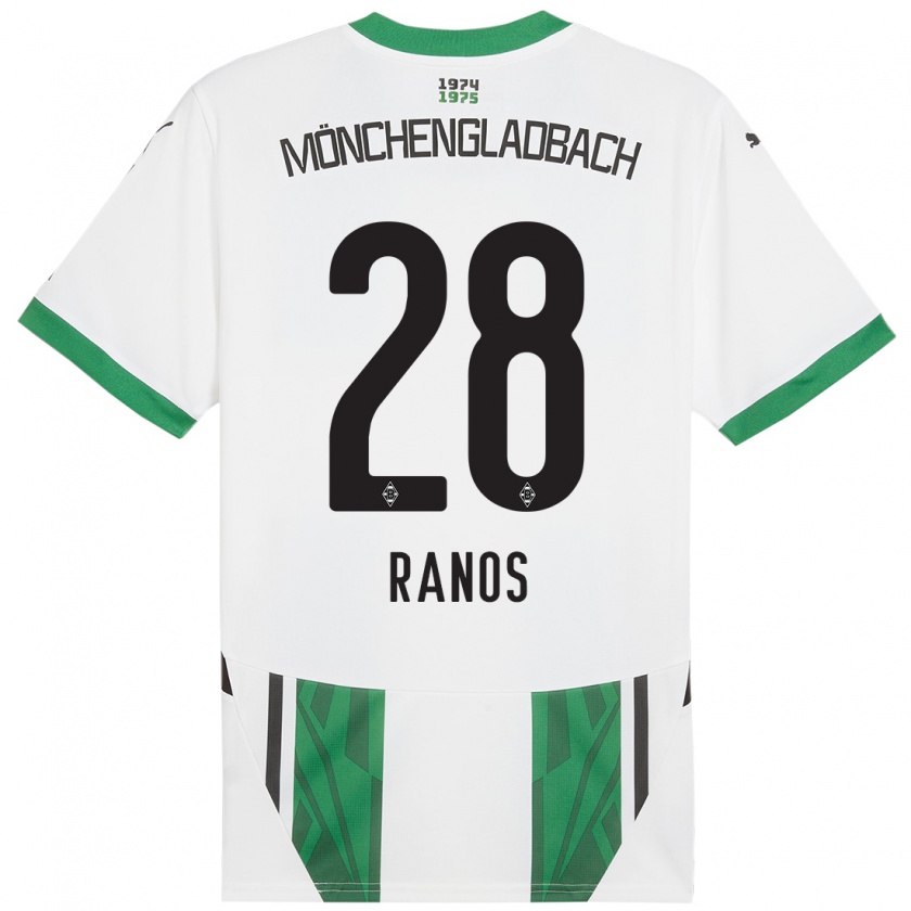 Kandiny Homme Maillot Grant-Leon Ranos #28 Blanc Vert Tenues Domicile 2024/25 T-Shirt