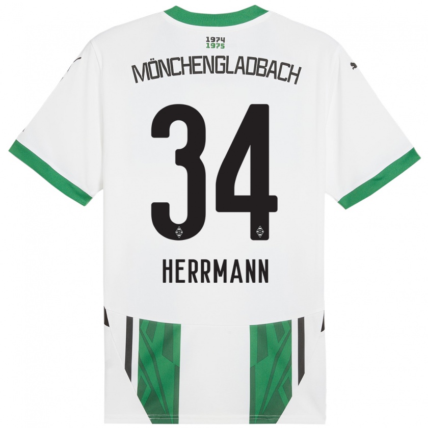 Kandiny Homme Maillot Charles Herrmann #34 Blanc Vert Tenues Domicile 2024/25 T-Shirt