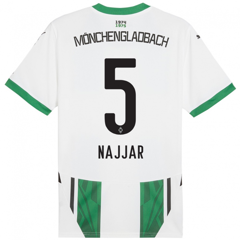 Kandiny Homme Maillot Jamil Najjar #5 Blanc Vert Tenues Domicile 2024/25 T-Shirt