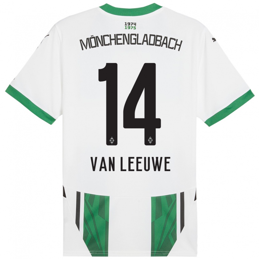 Kandiny Homme Maillot Kyra Van Leeuwe #14 Blanc Vert Tenues Domicile 2024/25 T-Shirt