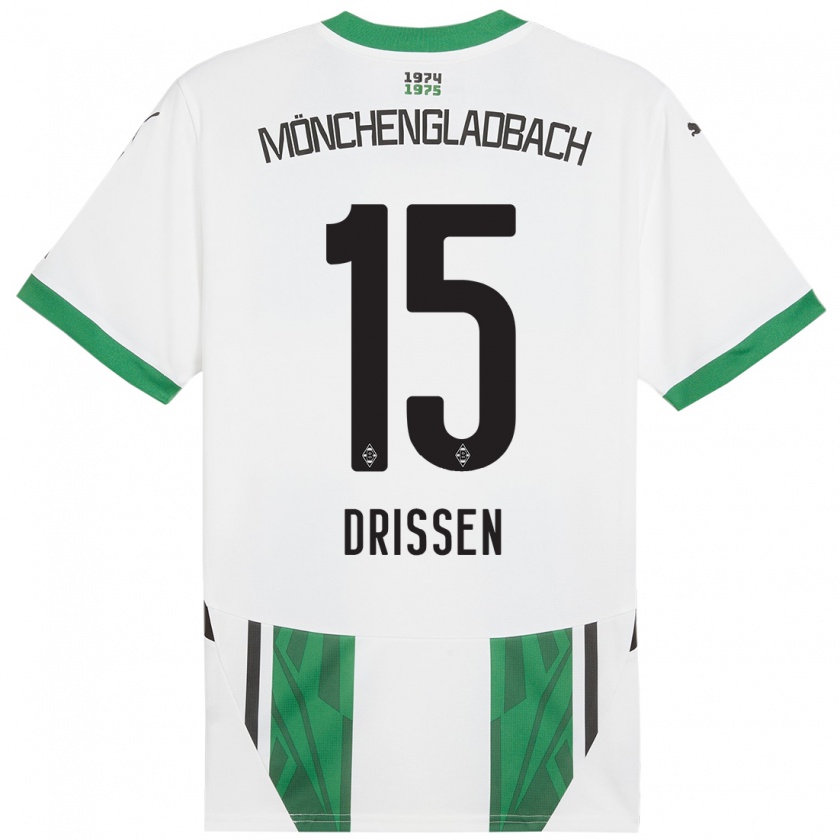 Kandiny Homme Maillot Sam Drissen #15 Blanc Vert Tenues Domicile 2024/25 T-Shirt