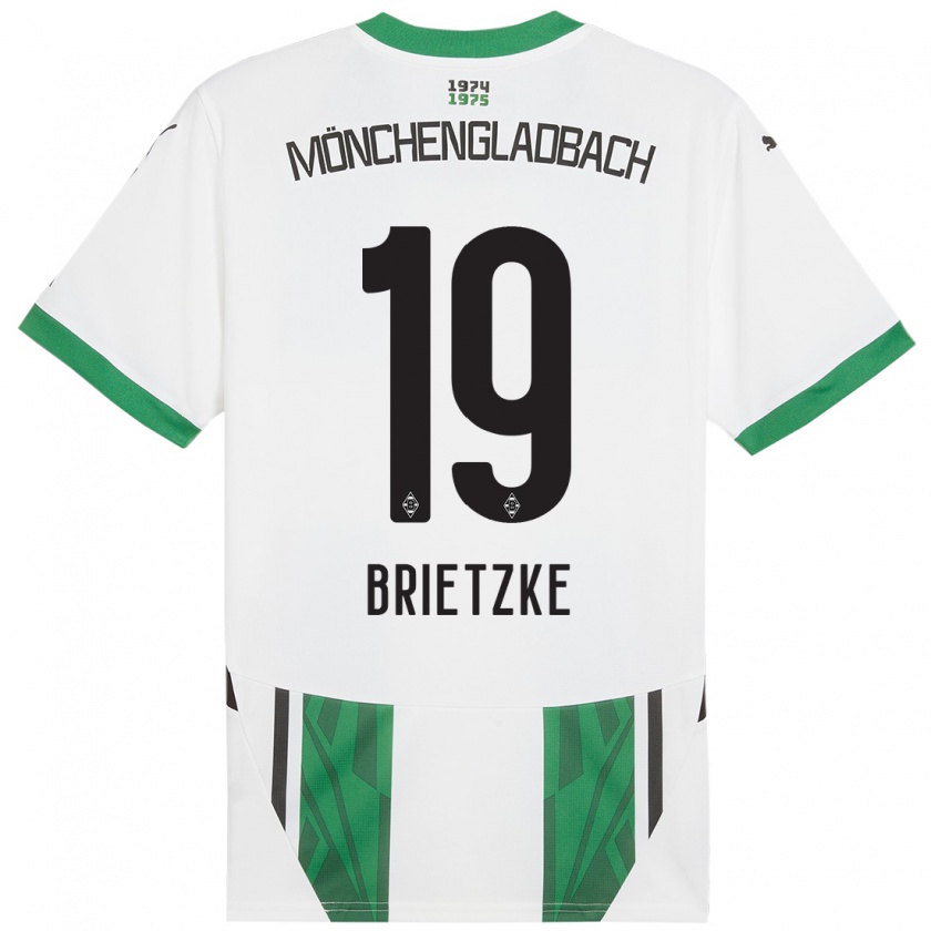 Kandiny Homme Maillot Yvonne Brietzke #19 Blanc Vert Tenues Domicile 2024/25 T-Shirt