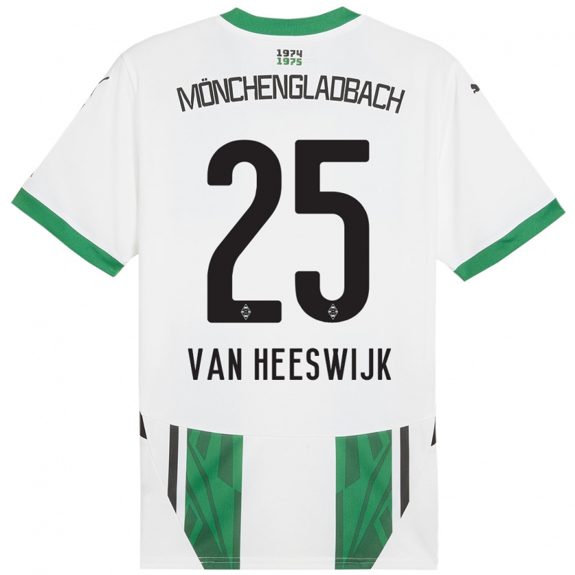 Kandiny Homme Maillot Amber Van Heeswijk #25 Blanc Vert Tenues Domicile 2024/25 T-Shirt