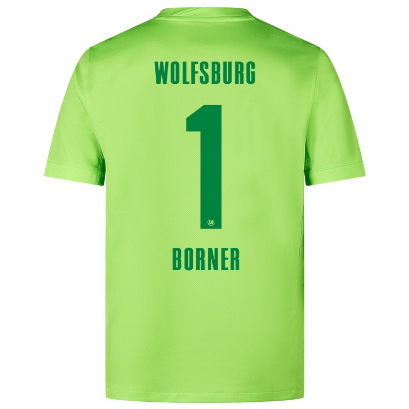 Kandiny Homme Maillot Benedikt Börner #1 Vert Fluo Tenues Domicile 2024/25 T-Shirt